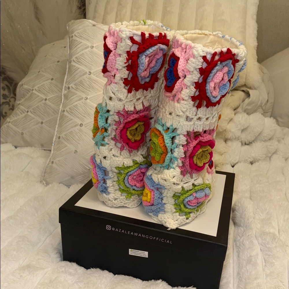 AKIRA Multicolor Crochet Combat Boots - Picture 4 of 5
